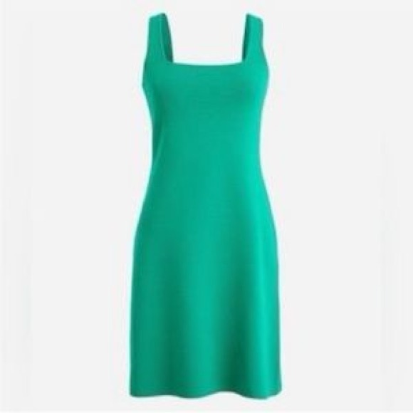 J. Crew Square Neck Mini Sweater Dress Green  Sleeveless Size Medium - Picture 3 of 9